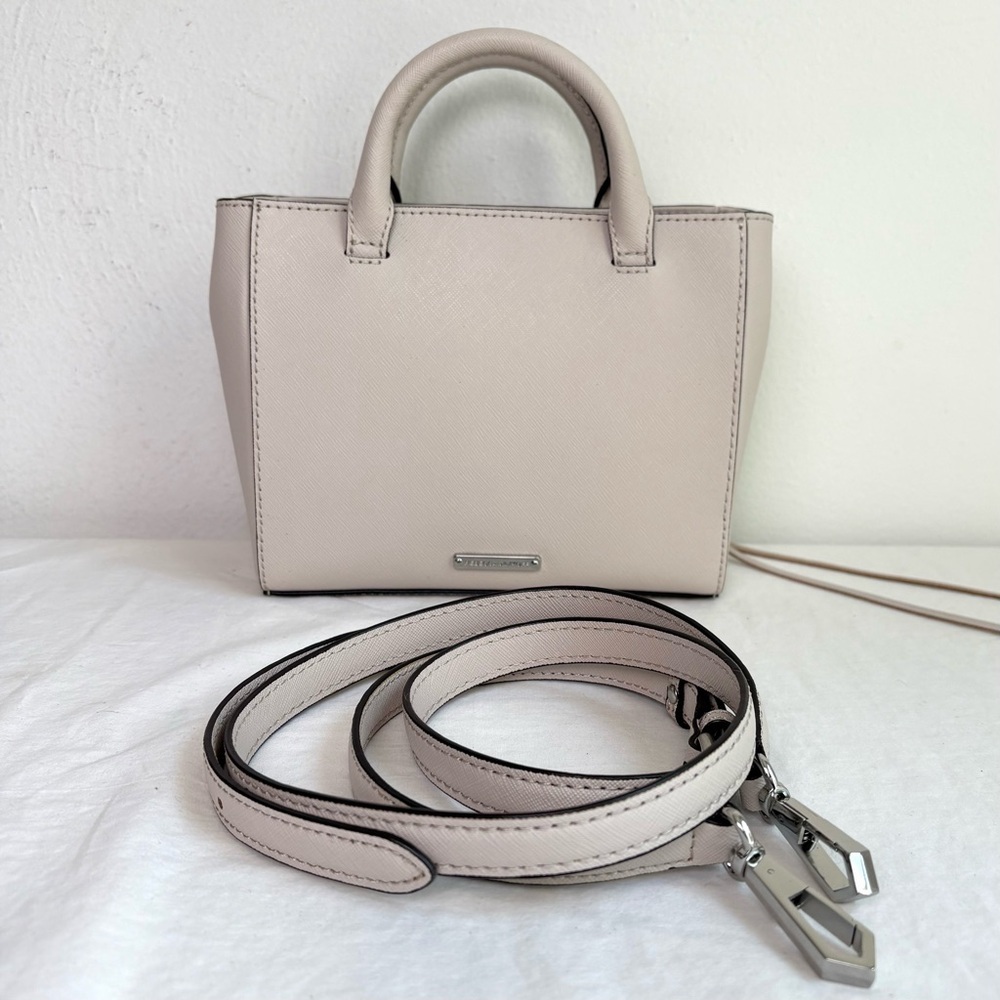 REBECCA MINKOFF Mini Avery Tote Stone Genuine Leather Crossbody Tote Bag